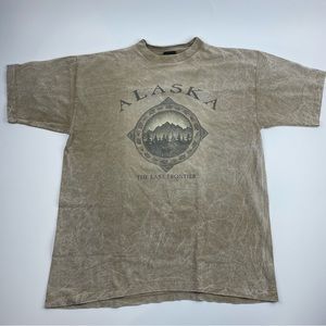 Vintage 90s White graphic Alaska outdoor t-shirt Size Large Single Stitch